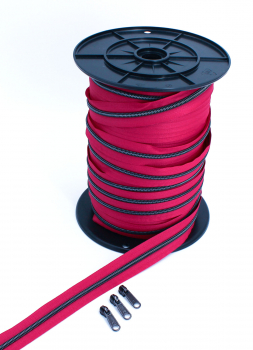 Preview: Endlosreißverschluss metallisiert fuchsia/ titan (1m)